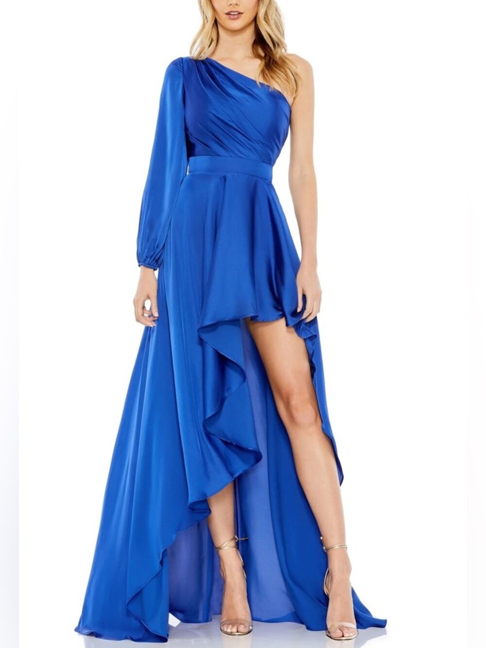 Mac Duggal One-Sleeve High-Low Dress 49141 NWT Size 2 Cobalt Blue